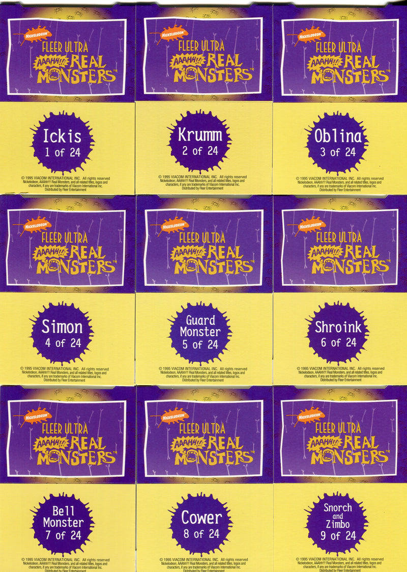1995 AAAHH!! Real Monsters Pop-Ups Chase Card Set 24 Pop Up Cards - TvMovieCards.com
