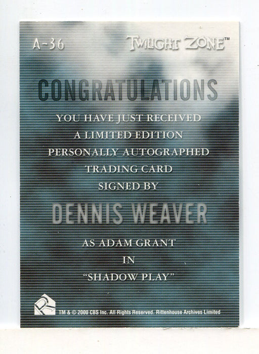 Twilight Zone 2 The Next Dimension Dennis Weaver Autograph Card A-36 - TvMovieCards.com