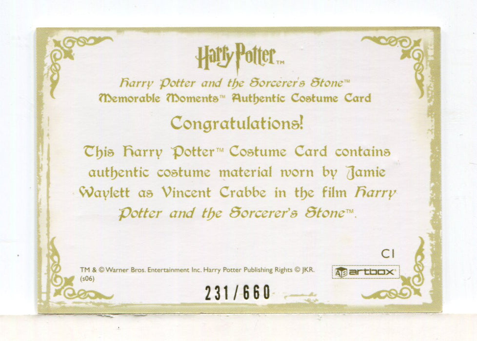 Harry Potter Memorable Moments Vincent Crabbe Costume Card HP C1 #231/660 - TvMovieCards.com