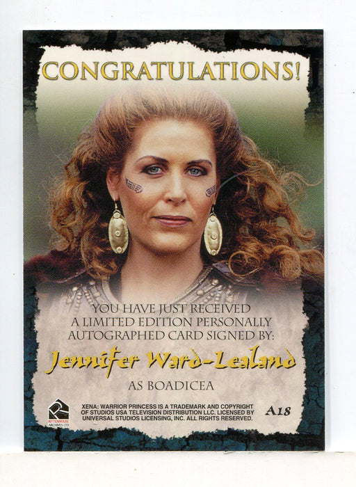 Xena Season Six Jennifer Ward-Lealand as Boadicea Autograph Card A18 - TvMovieCards.com