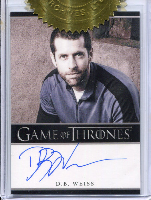 Game of Thrones Season 2 Dealer Incentive D.B. Weiss Autograph Card - TvMovieCards.com