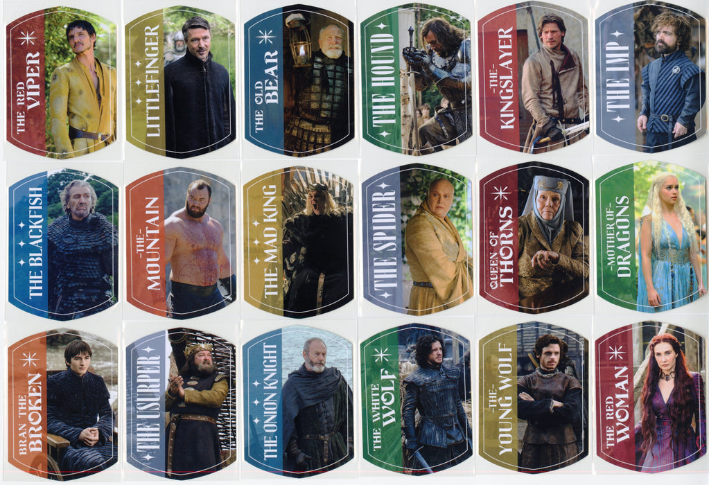 Game of Thrones Legends of the Realm Nicknames Chase Card Set NM1-NM18 - TvMovieCards.com