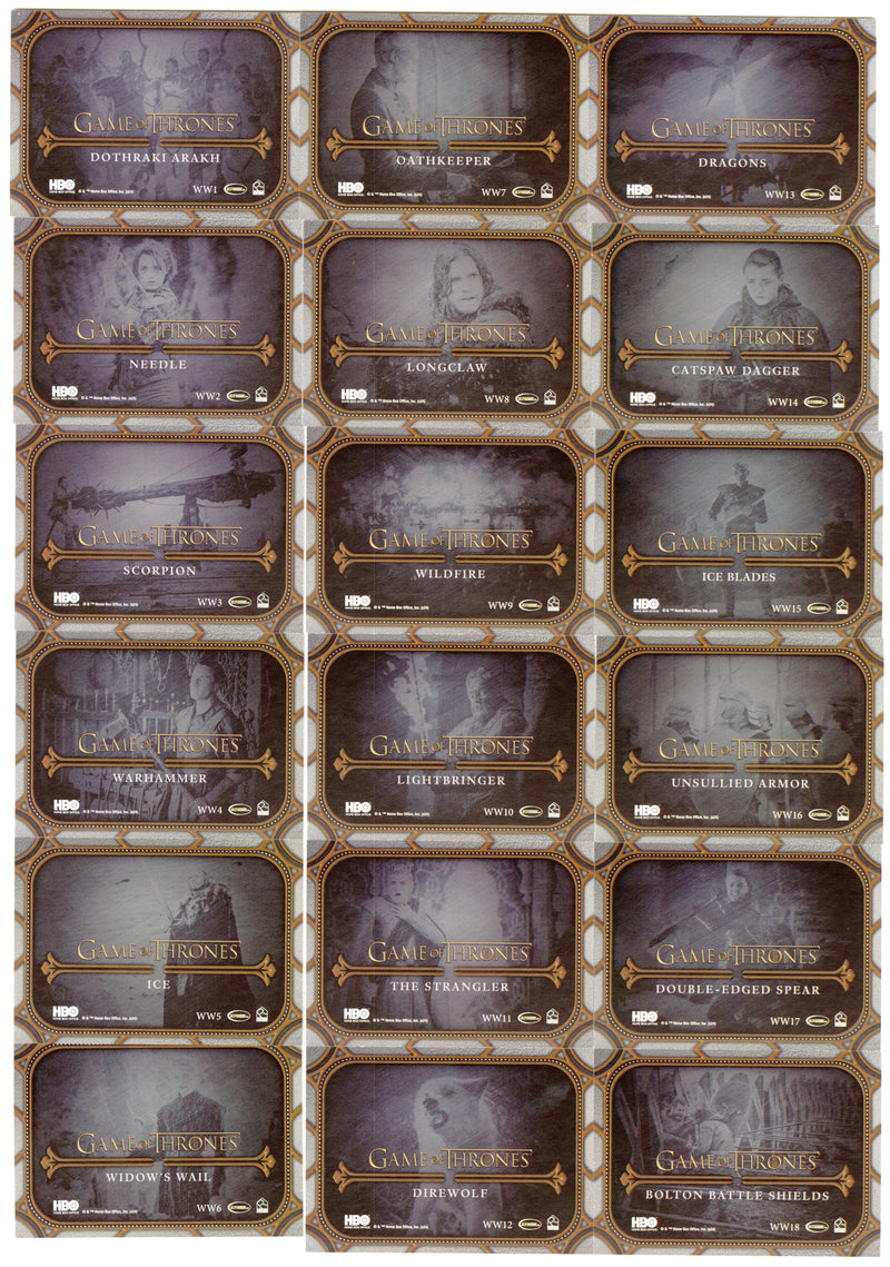 Game of Thrones Legends of the Realm Weapons of War Card Set WW1-WW26 - TvMovieCards.com