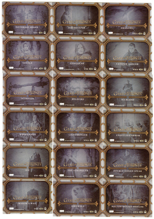 Game of Thrones Legends of the Realm Weapons of War Card Set WW1-WW26 - TvMovieCards.com