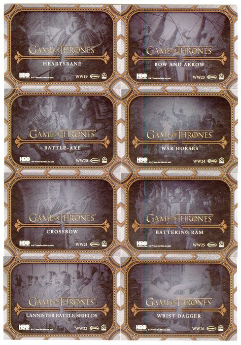 Game of Thrones Legends of the Realm Weapons of War Card Set WW1-WW26 - TvMovieCards.com