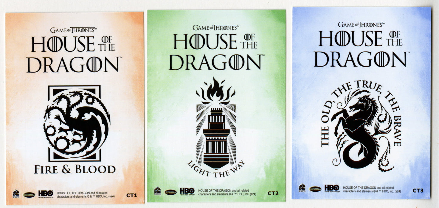 2024 House of the Dragon Season 1 House Motto Case Topper Card Set CT1 CT2 CT3 - TvMovieCards.com