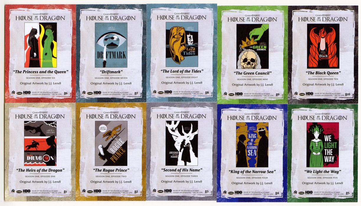 2024 House of the Dragon Season 1 JJ Lendl Episode Poster Card Set JJ1 - JJ10 - TvMovieCards.com