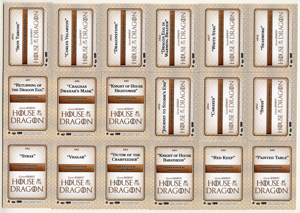 2024 House of the Dragon Season 1 Artist Rendition Card Set AR1 - AR18 - TvMovieCards.com