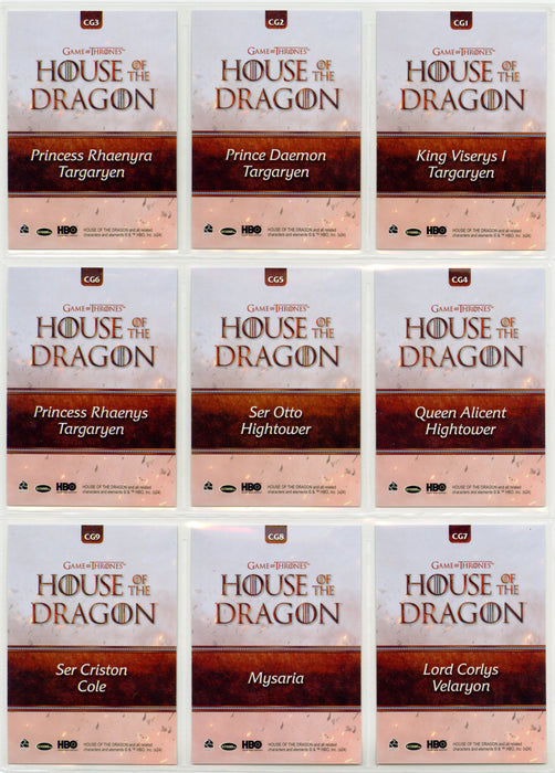 2024 House of the Dragon Season 1 Character Gallery Card Set CG1-CG9 - TvMovieCards.com
