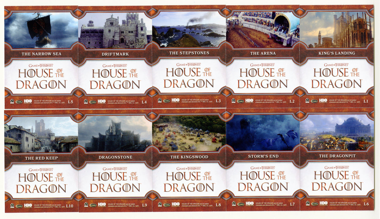 2024 House of the Dragon Season 1 Locations Chase Card Set L1-L10 - TvMovieCards.com
