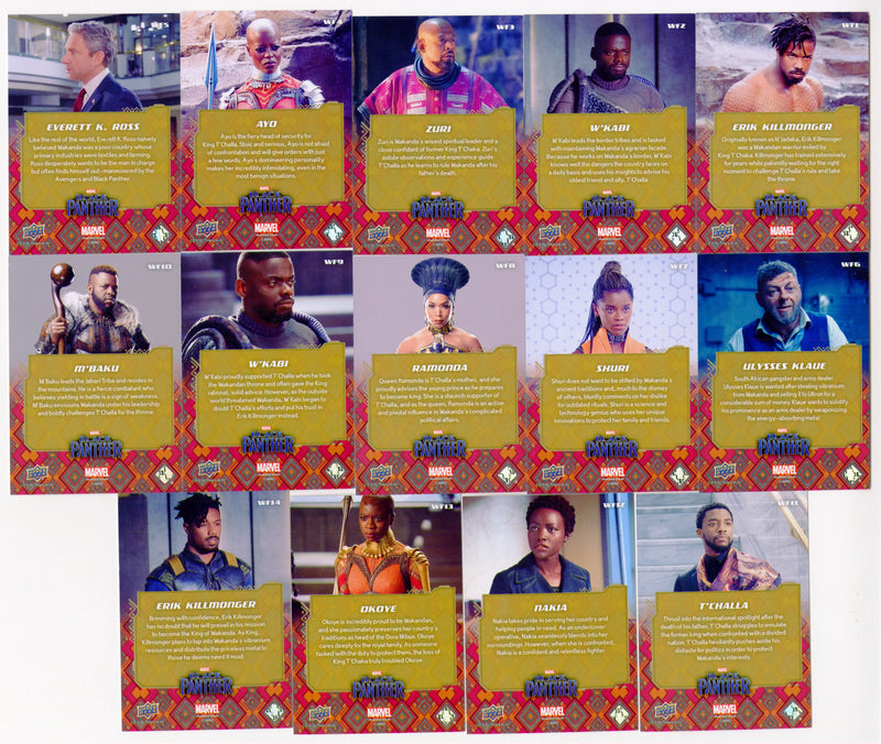 2018 Black Panther Wakanda Forever Complete 14 Card Chase Set WF1 - WF14 - TvMovieCards.com