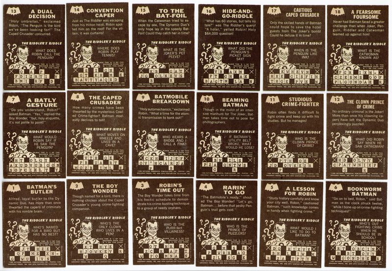1966 Batman Riddler Back Complete Trading Card Set 38/38 & Decoder EX Topps - TvMovieCards.com