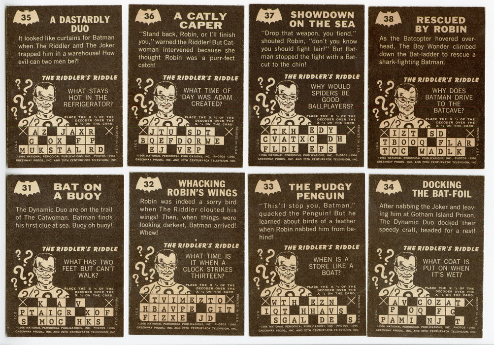 1966 Batman Riddler Back Complete Trading Card Set 38/38 & Decoder EX Topps - TvMovieCards.com