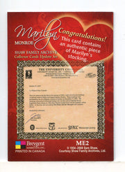 Marilyn Monroe Shaw Family Archive Marilyn's Stockings Costume Card ME2 - TvMovieCards.com