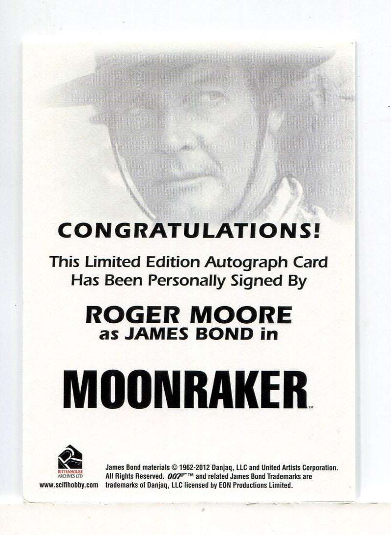 James Bond Archives Spectre Roger Moore as James Bond Autograph Card - TvMovieCards.com