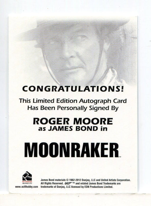 James Bond Archives Spectre Roger Moore as James Bond Autograph Card - TvMovieCards.com