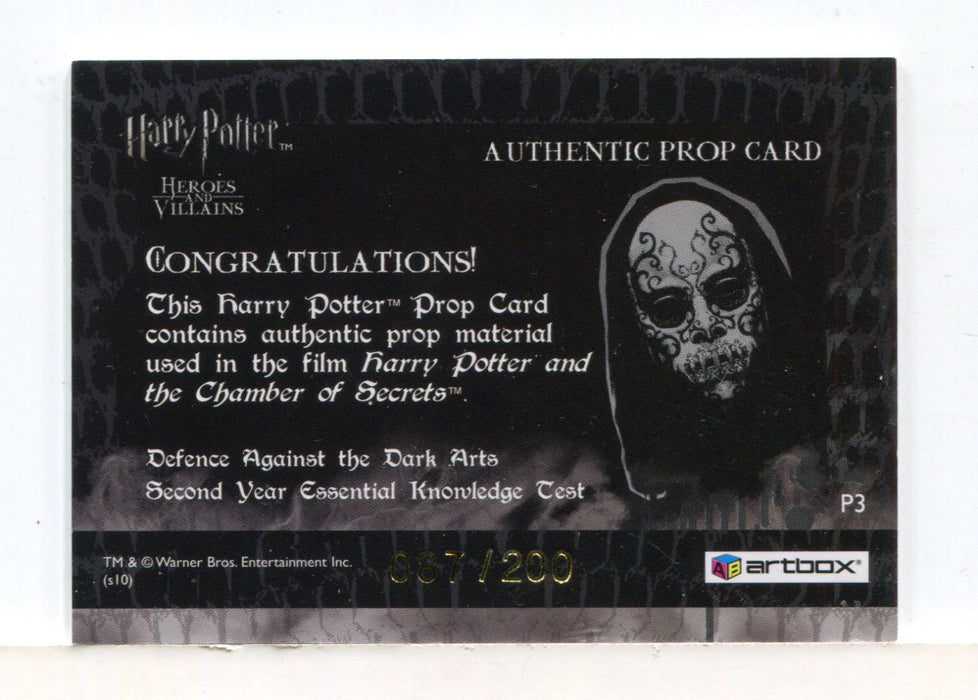 Harry Potter Heroes & Villains Knowledge Test Prop Card P3 HP #087/200 - TvMovieCards.com