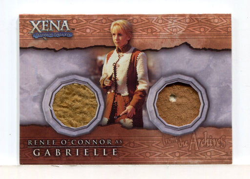Xena Beauty and Brawn Renee O'Connor as Gabrielle Double Costume Card DC7 Tan - TvMovieCards.com