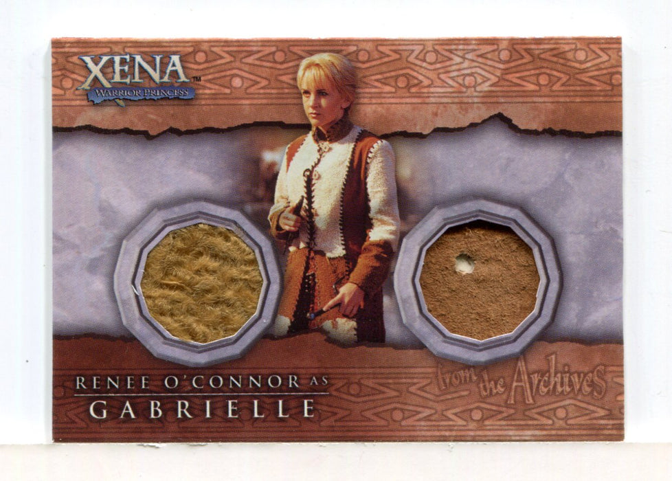 Xena Beauty and Brawn Renee O'Connor as Gabrielle Double Costume Card DC7 Tan - TvMovieCards.com