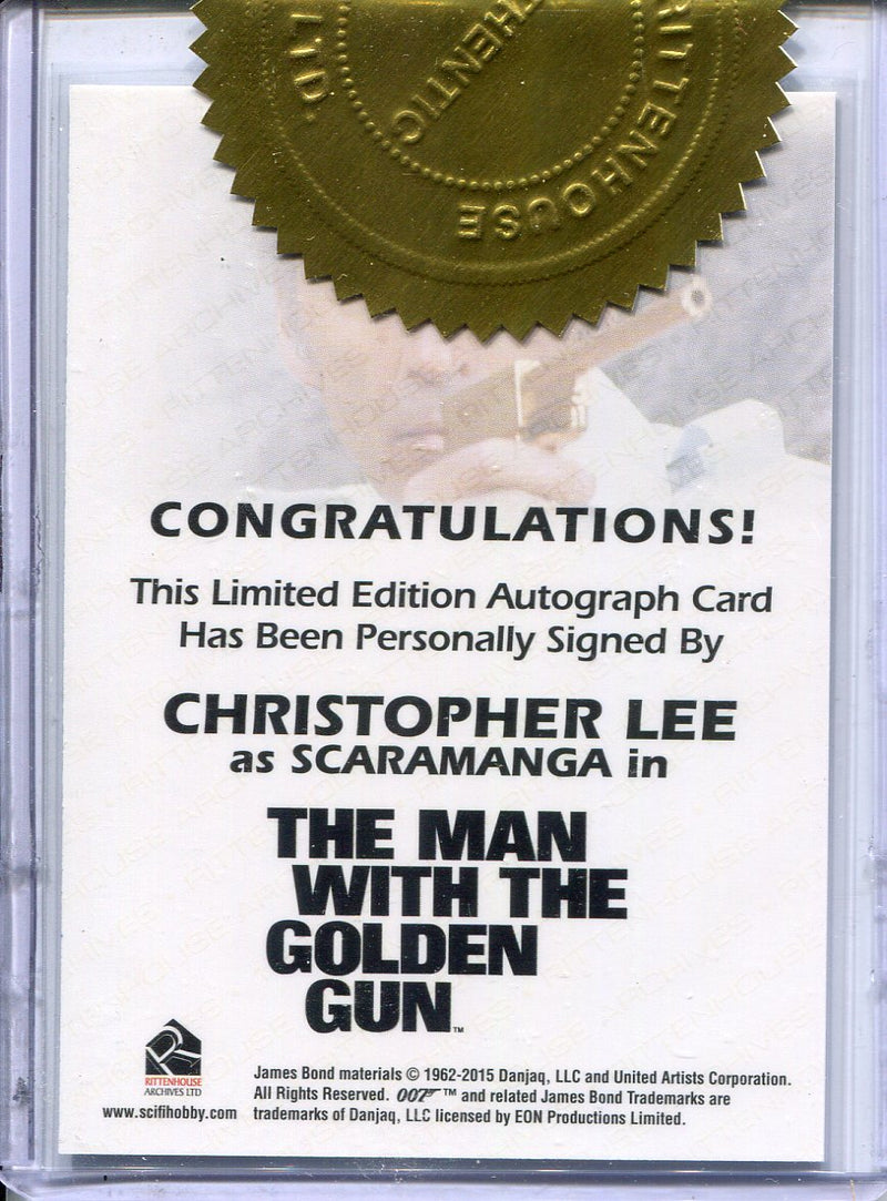 James Bond Archives Final Edition Christopher Lee Incentive Autograph Card - TvMovieCards.com
