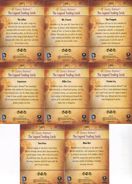 DC Comics Batman: The Legend Circus of Villains Posters Chase Card Set CP1 - CP8 - TvMovieCards.com