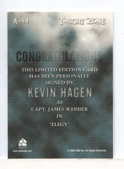 Twilight Zone 4 Science and Superstition Kevin Hagen Autograph Card A-94 - TvMovieCards.com