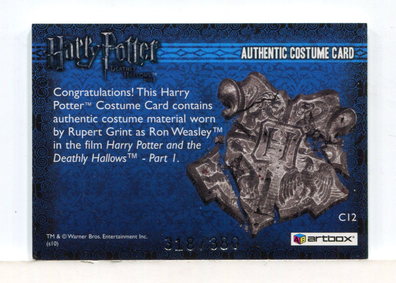 Harry Potter Deathly Hallows 1 Ron Weasley Costume Card HP C12 #318/380 - TvMovieCards.com