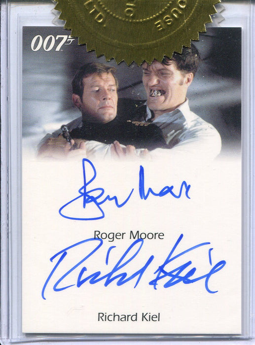 James Bond 50th Anniversary 2 Roger Moore & Richard Kiel Dual Autograph Card