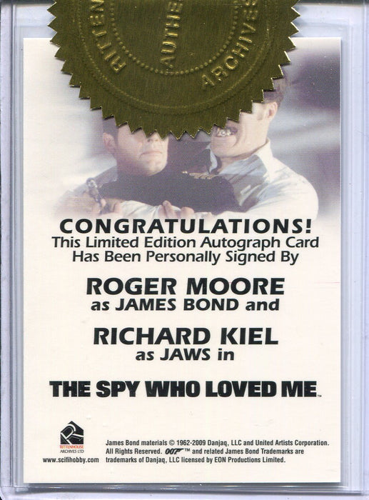 James Bond 50th Anniversary 2 Roger Moore & Richard Kiel Dual Autograph Card