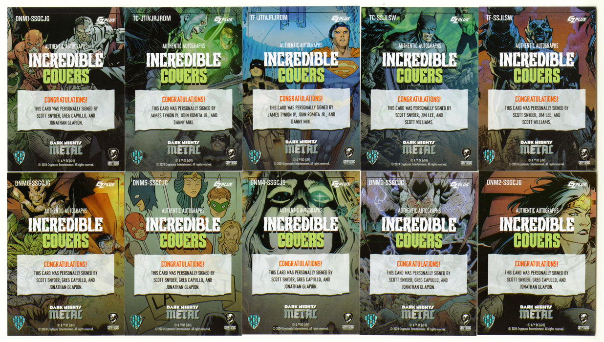 2024 CZX Dark Nights Metal (10) Triple Autograph Card Set Cryptozoic Jim Lee