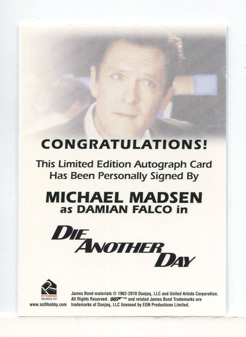 James Bond Mission Logs Michael Madsen as Damian Falco Autograph Card - TvMovieCards.com
