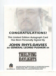 James Bond Autographs & Relics John Rhys-Davies Gen. Pushkin Autograph Card - TvMovieCards.com