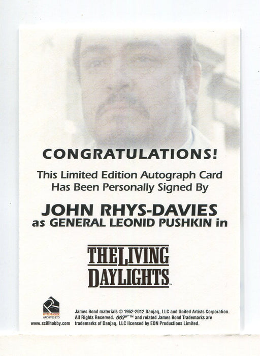 James Bond Autographs & Relics John Rhys-Davies Gen. Pushkin Autograph Card - TvMovieCards.com