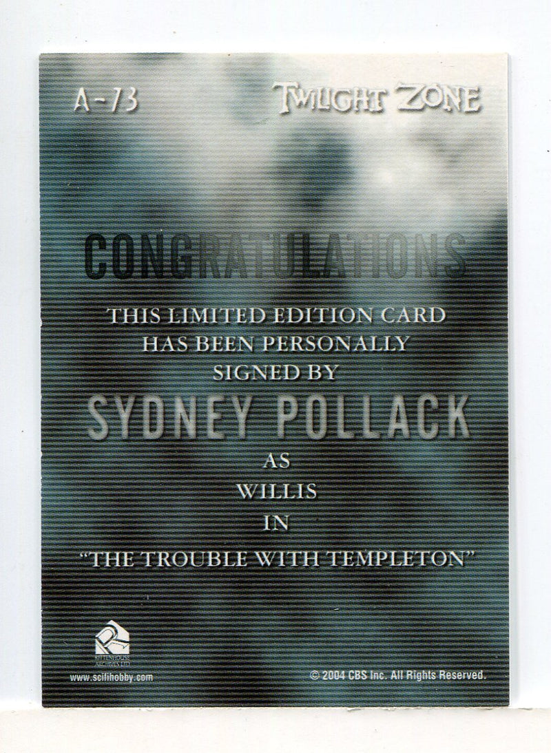 Twilight Zone 4 Science and Superstition Sydney Pollack Autograph Card A-73 - TvMovieCards.com