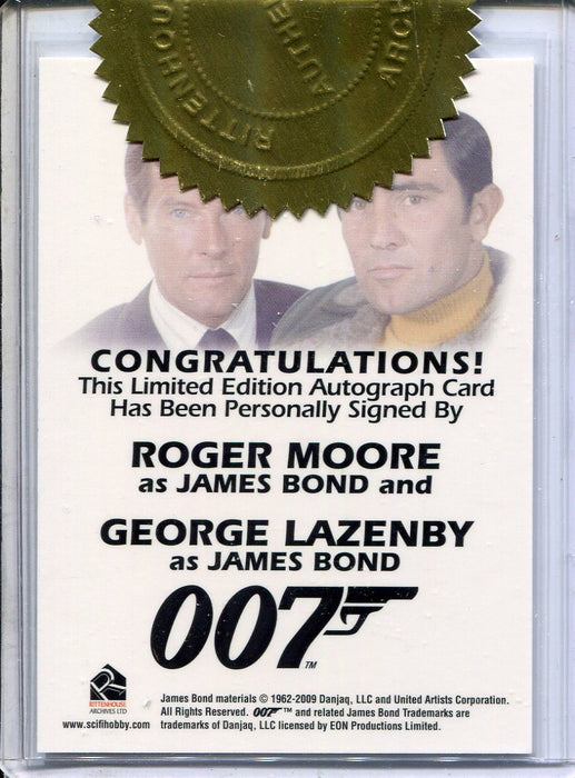 James Bond Heroes & Villains Roger Moore & George Lazenby Dual Autograph Card