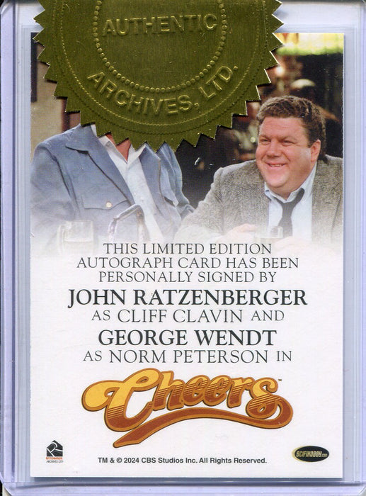 Cheers TV Show Seasons 1-4 Premiere Ratzenberger Wendt Dual Autograph Card