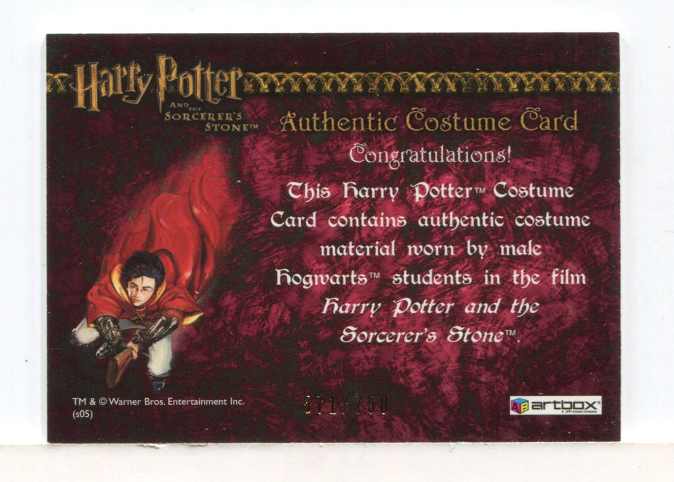 Harry Potter Sorcerer's Stone Male Hogwarts Students Costume Card HP #571/750