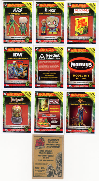 Mars Attacks Heritage SDCC Promo Trading Card Set P1-P9 & NSU P10