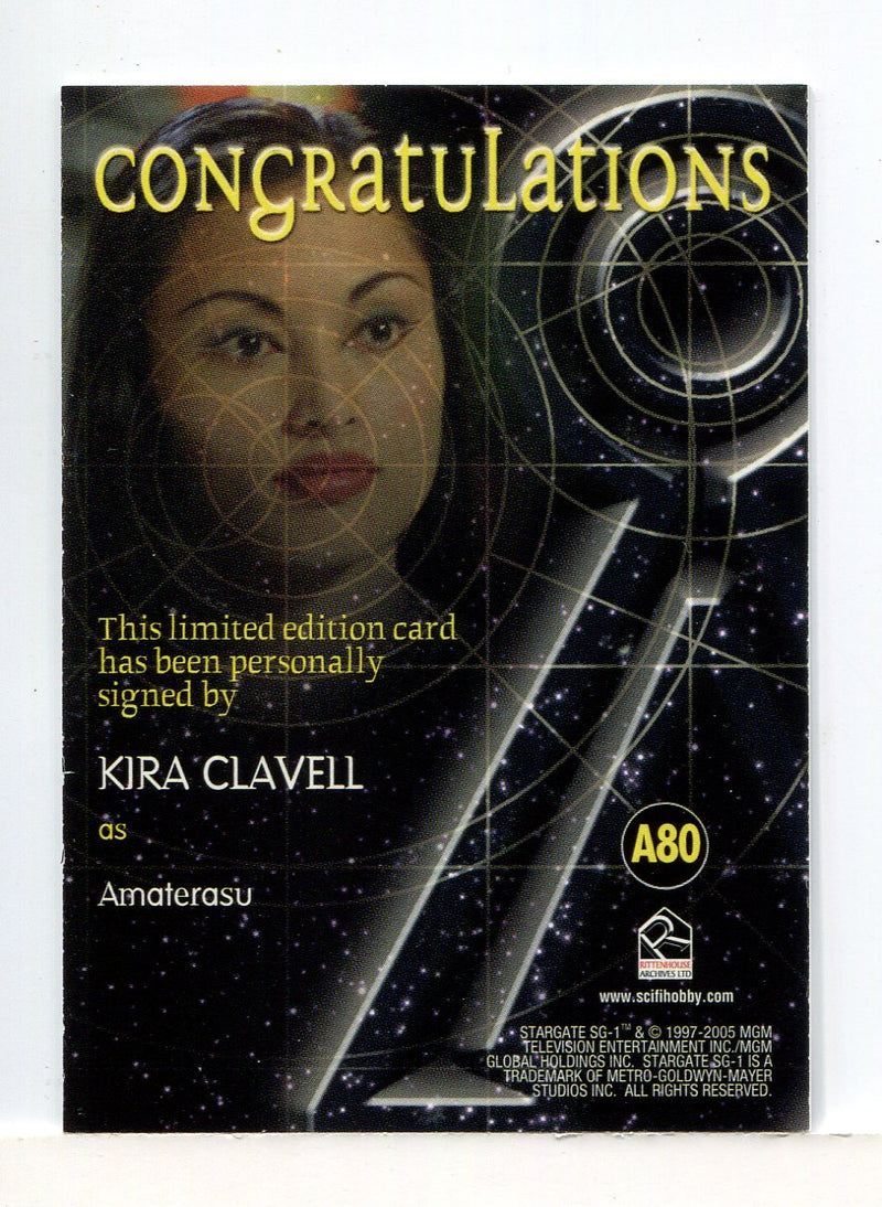 Stargate SG-1 Season Nine Kira Clavell Autograph Card A80 - TvMovieCards.com