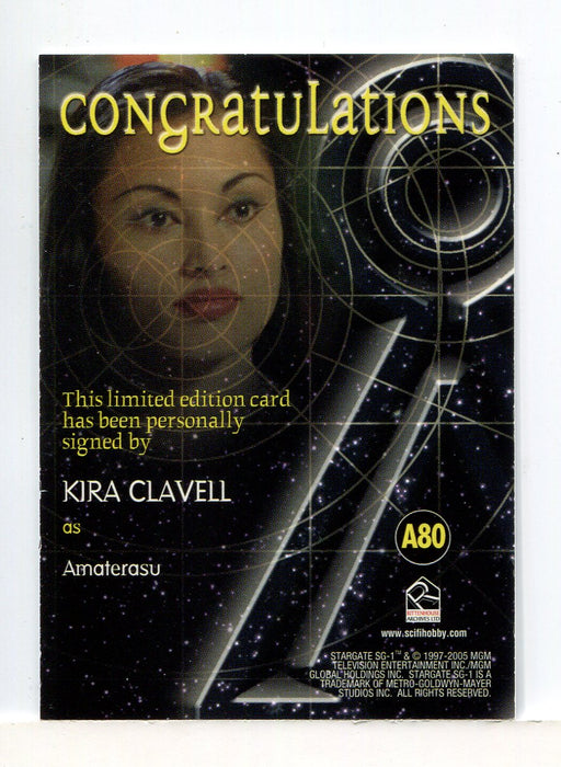 Stargate SG-1 Season Nine Kira Clavell Autograph Card A80