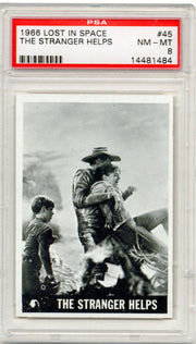 1966 Lost in Space TV Show #45 The Stranger Helps Trading Card PSA 8 NM Topps - TvMovieCards.com