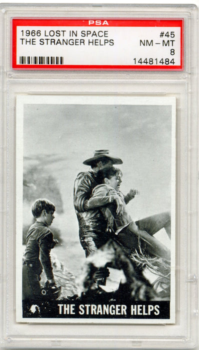 1966 Lost in Space TV Show #45 The Stranger Helps Trading Card PSA 8 NM Topps