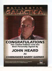 Battlestar Galactica Season Two John Heard Autograph Card - TvMovieCards.com