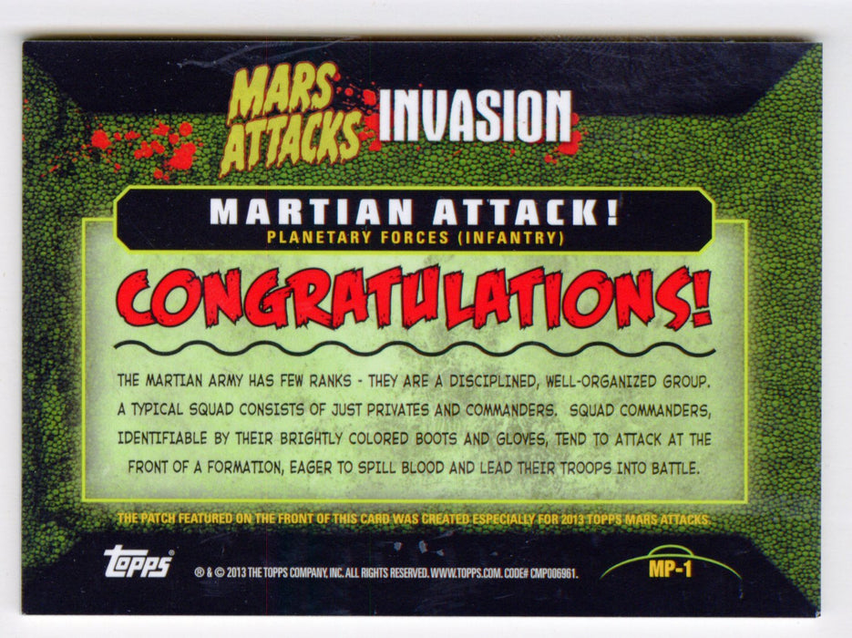 2013 Mars Attacks Invasion Patch Relic Trading Card MP-1 Topps
