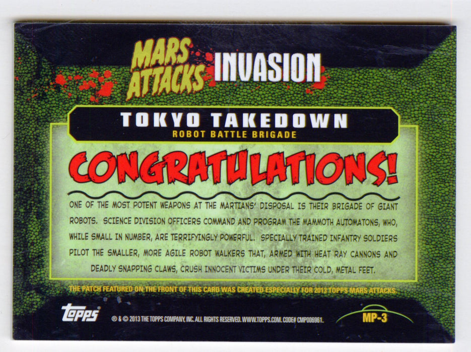 2013 Mars Attacks Invasion Patch Relic Trading Card MP-3 Topps