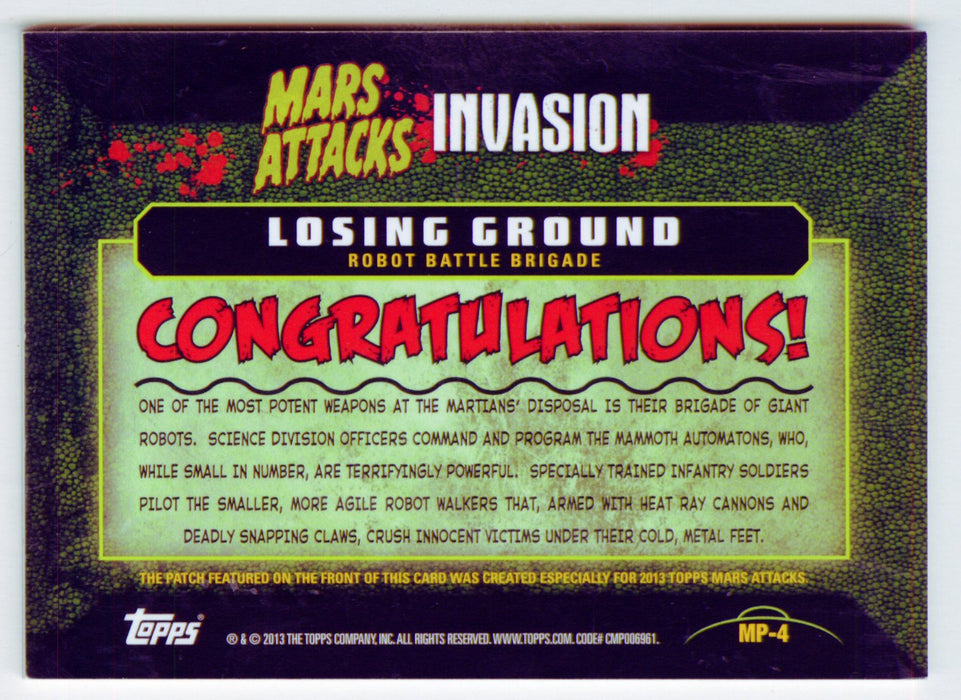 2013 Mars Attacks Invasion Patch Relic Trading Card MP-4 Topps