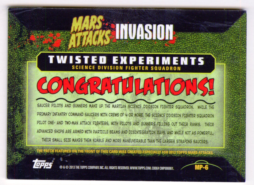 2013 Mars Attacks Invasion Patch Relic Trading Card MP-6 Topps