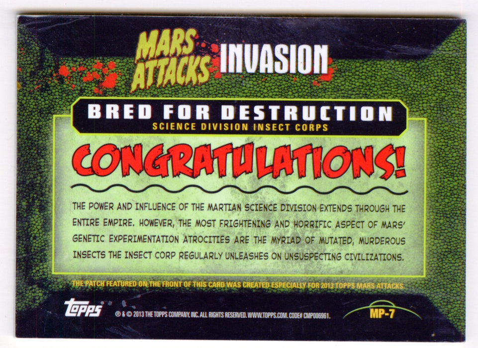 2013 Mars Attacks Invasion Patch Relic Trading Card MP-7 Topps