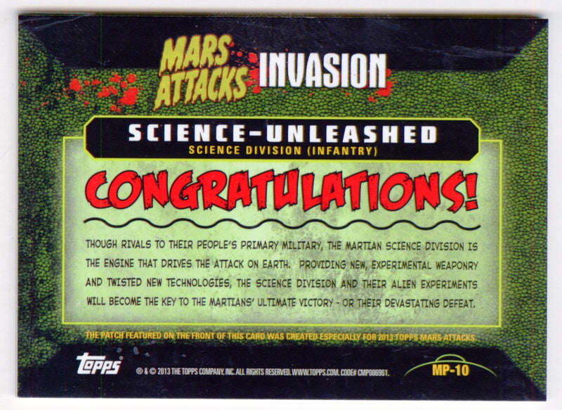 2013 Mars Attacks Invasion Patch Relic Trading Card MP-10 Topps - TvMovieCards.com