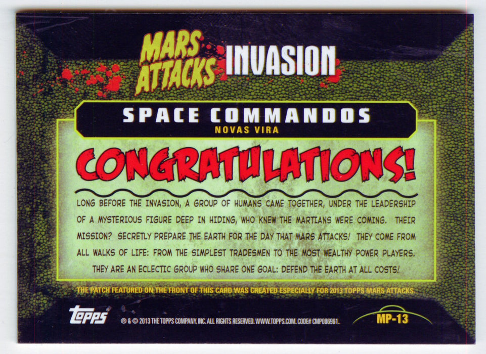 2013 Mars Attacks Invasion Patch Relic Trading Card MP-13 Topps
